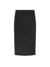Tom Ford Ribbed Knit High Waist Midi Skirt With Back Slit In Black