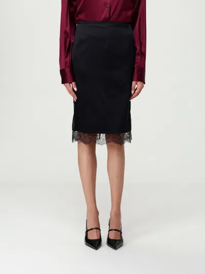 Tom Ford Stretch Crepe Satin Midi Skirt In Black