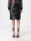 Tom Ford Glossy Croco Embossed Goat Leather Skirt In Black