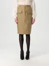 Tom Ford Stretch Cotton Twill Midi Skirt Skirts Beige In Brown