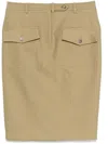 Tom Ford Stretch Cotton Twill Midi Skirt In Beige