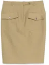 Tom Ford Stretch Cotton Twill Midi Skirt In Beige