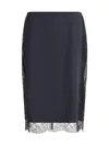 Tom Ford Women Silk Skirt With Lace Inserts In Blue