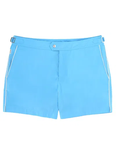 Tom Ford Piped-trim Straight Hem Swim Shorts In Blue