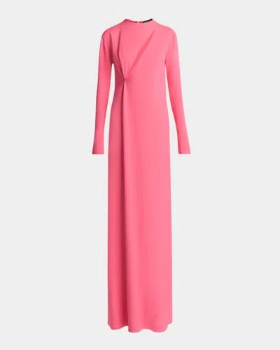 Tom Ford Slash Cutout Long-sleeve Double Georgette Gown In Pink