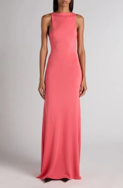 Tom Ford Slash Neck Open Back Cashmere & Silk Gown In Pink
