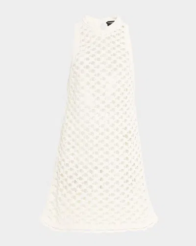 Tom Ford Sleeveless Crochet Knit Mini Dress In White