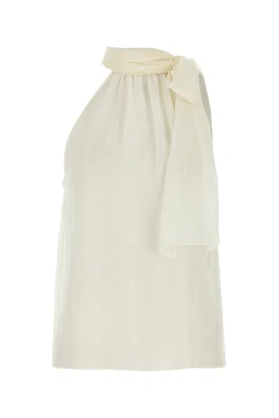 Tom Ford Sleeveless Lavalliere Blouse In Beige
