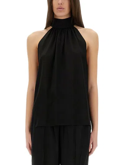 Tom Ford Sleeveless Lavalliere Blouse In Black