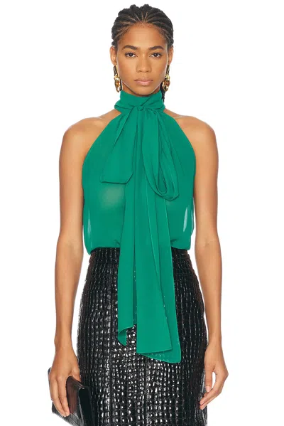 Tom Ford Sleeveless Lavalliere Blouse In Jade
