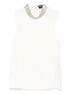 Tom Ford Sequined Silk Satin Top In Weiss