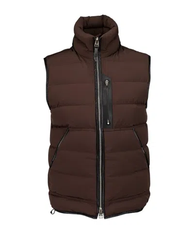 Tom Ford Sleevless Down Vest In Brown