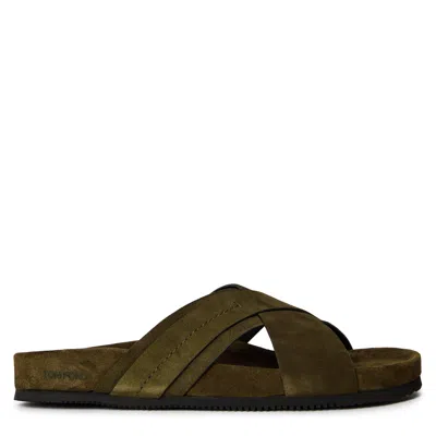 Tom Ford Slider Slippers In Green