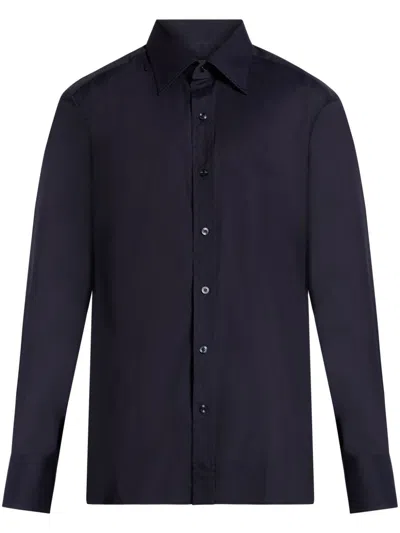 Tom Ford Slim-cut Cotton Shirt In Blue