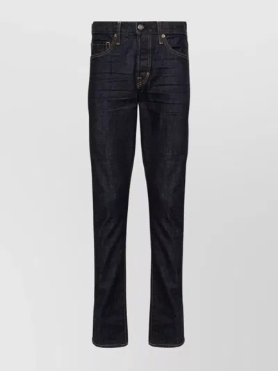 Tom Ford Logo-patch Slim-fit Jeans In Blue