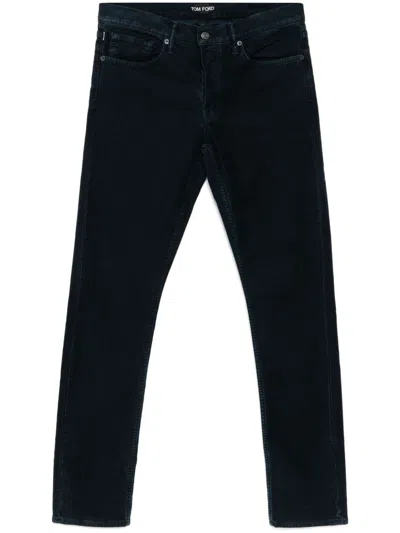 Tom Ford Slim-cut Leg Trousers In Blue