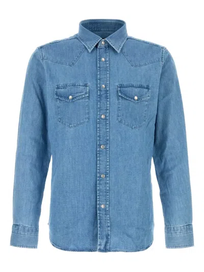 Tom Ford Cotton Denim Shirt In Blue