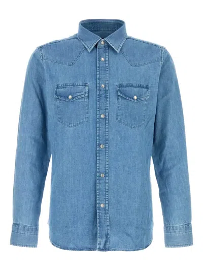 Tom Ford Cotton Denim Shirt In Blue