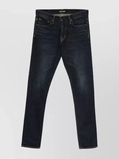 Tom Ford Slim Fit Denim Trousers In Blue