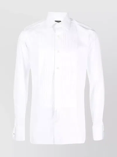 Tom Ford Slim Fit Evening Shirt With Pleated Design In White