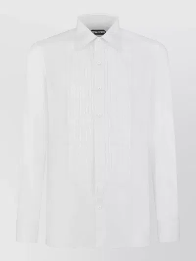 Tom Ford Camicia Da Cocktail Slim Fit In Voile In White
