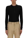 Tom Ford Long-sleeved Henley Top With Buttoned Placket And Fitted Silhouette In Black