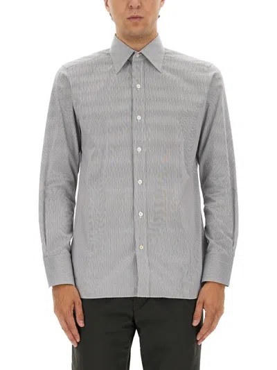 Tom Ford Shirt Striped Pattern Collar Button-down In Gray