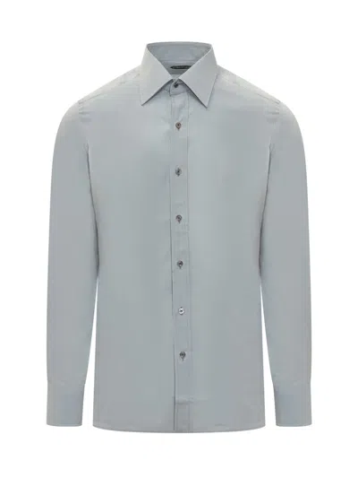 Tom Ford Slim Fit Shirt In Silver Blue