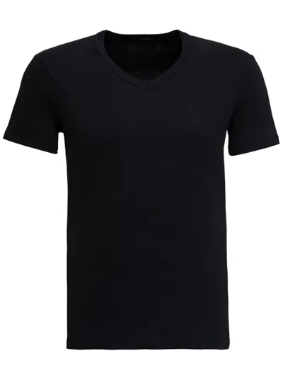 Tom Ford Black Stretch Cotton V-neck T-shirt