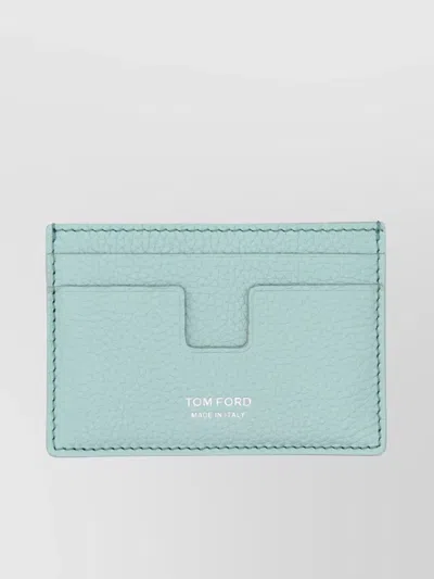 Tom Ford Slim Leather Cardholder Wallet With Compact Design In Blue