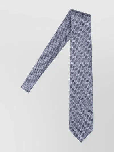 Tom Ford Blue Geometric Pattern Tie With Glossy Finish In Gray