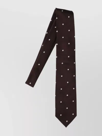 Tom Ford Slim Polka Dot Ties With Pointed Tip In Brown