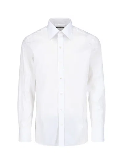 Tom Ford White Slim-fit Pinned-collar Double-cuff Cotton-poplin Shirt