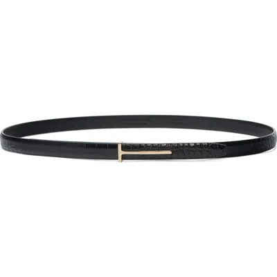 Tom Ford Slim T Leather Belt In Black