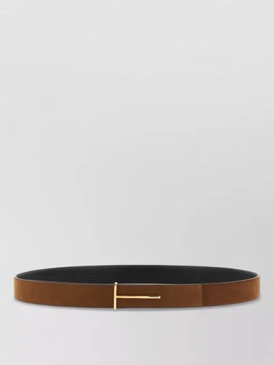 Tom Ford Slim T Reversible Belt Adjustable Length In Brown