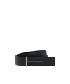 Tom Ford Dark Brown Reversible Textured Silver Buckle Belt In Black
