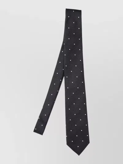 Tom Ford Slim Tie Polka Dot Textured Fabric In Black