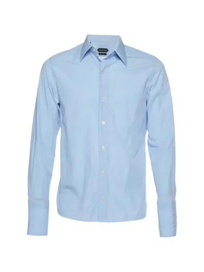 Pre-owned Tom Ford Slim-fit Button-down Shirt In Blue
