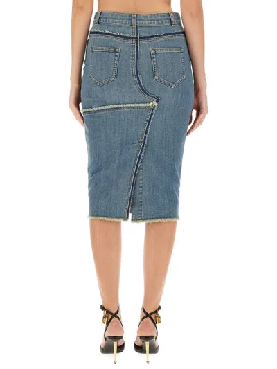 Tom Ford Slim-fit Denim Skirt In Blue