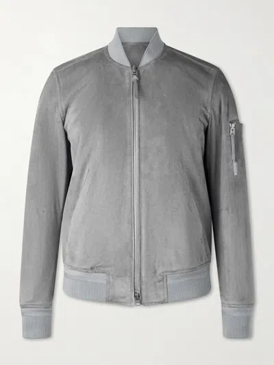 Tom Ford Titanium Suede Bomber Jacket In Lamb Leather In Gray