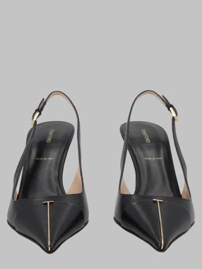 Tom Ford Slingback Leather Heel In Black