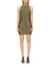 Tom Ford High-neck Ribbed Minidress In Gold
