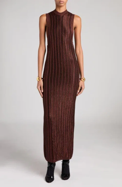 Tom Ford Slinky Metallic Sweater Dress In Kb364 Metallic Russet