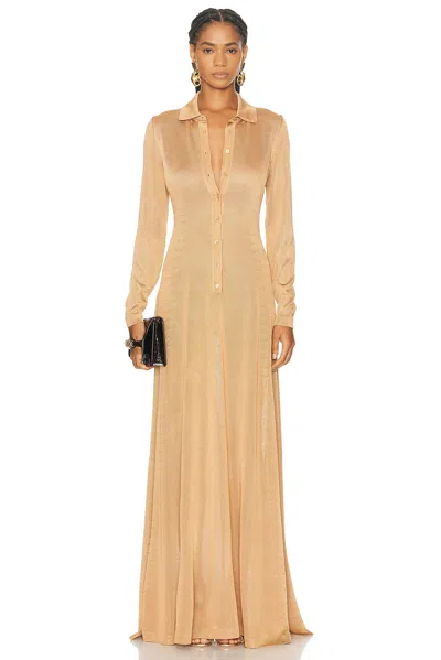 Tom Ford Slinky Polo Long Dress In Beige