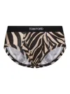 Tom Ford Zebra Pattern Stretch Cotton Slip In Brown