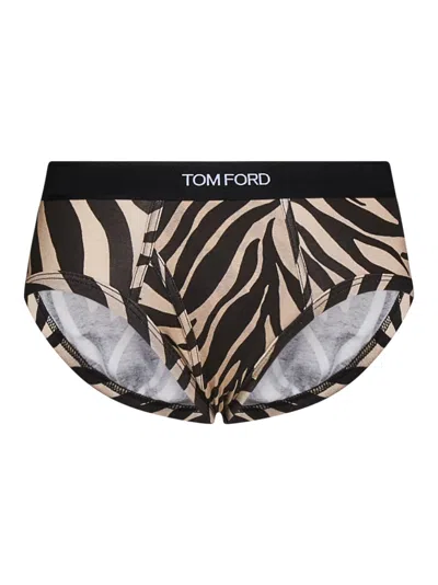 Tom Ford Zebra Pattern Stretch Cotton Slip In Animal Print