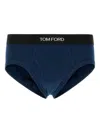 Tom Ford Stretch Cotton Slip With Elastic Waistband In Blue
