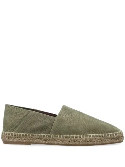 Tom Ford Grain Nubuck Espadrille Sandals In Olive Ecru