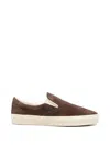 Tom Ford Sneakers Slip On Perforated Round Toe Rubber Sole In Brown