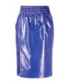 Tom Ford Thigh-slit Leather Pull-on Midi Skirt In Blue